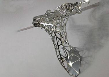 Bom preço. Escultura de aço inoxidável lustrada espelho da cabeça oca dos cervos para a decoração da parede on-line