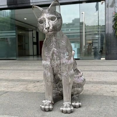 Bom preço. Modern Art Cat Animal Decorative Metal Stainless Steel Sculpture Outdoor Large Statue Factory on-line