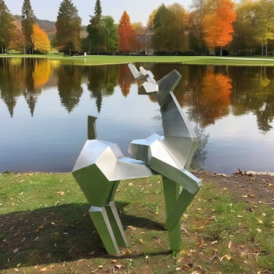 Bom preço. Outdoor Geometric Deer Statue Modern Stainless Steel Yard Art Ornament on-line