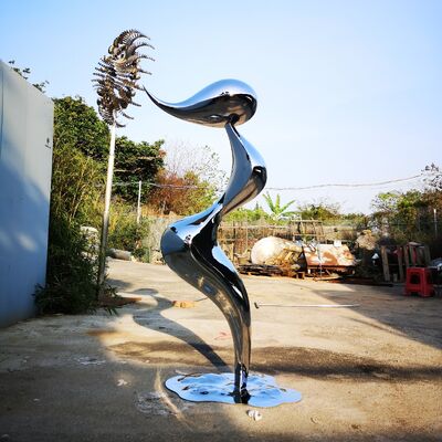 Bom preço. Decoração de arte de metal ao ar livre Estatueta de escultura abstrata de sereia de aço inoxidável on-line