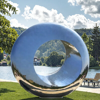 Bom preço. Giant Urban Modern Landscape Mirror Polished Stainless Steel Ring Sculpture City Public Art Installation on-line