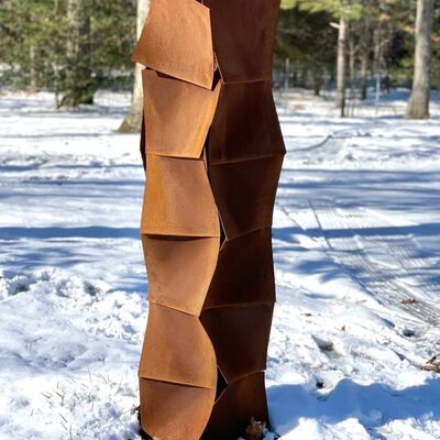 Bom preço. Escultura de cubo de aço corten soldado para intemperismo, escultura de arte abstrata para paisagismo de jardim ao ar livre em aço corten on-line