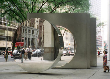 Bom preço. Escultura de aço inoxidável exterior do disco do espelho moderno para a decoração da rua on-line