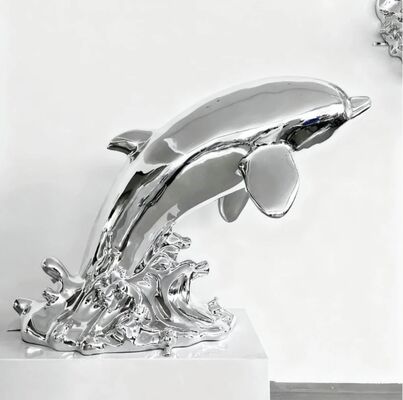 Bom preço. Escultura de metal decorativa de golfinho de arte moderna em aço inoxidável, estátua grande on-line
