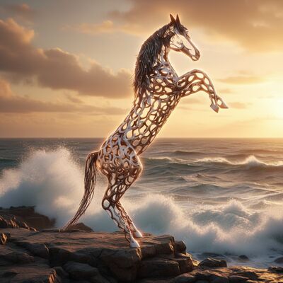 Bom preço. Escultura de cavalo metálico abstrato personalizado para jardim on-line