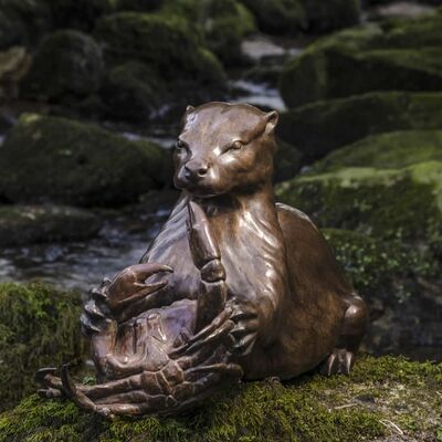 Bom preço. Escultura Decorativa de Arte em Metal Bronze Personalizada de Lontra de Aço para Paisagismo de Jardim on-line