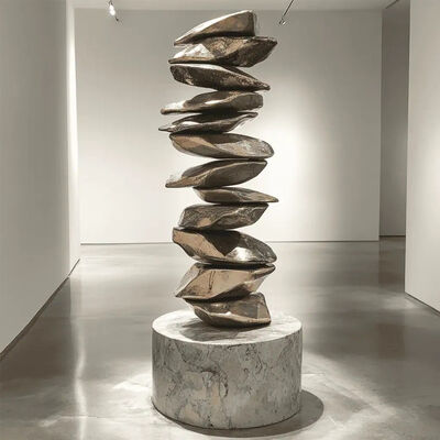 Bom preço. Escultura Contemporânea de Aço Inoxidável Balanced Rock com Pedestal de Mármore para Decoração de Lobby de Hotel e Galeria on-line