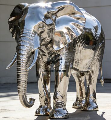 Bom preço. Esculptura decorativa de elefantes animais Esculptura de aço inoxidável de metal Estátua grande ao ar livre on-line
