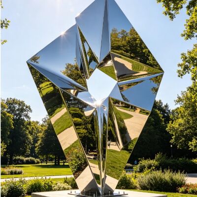 Bom preço. Design Original Irregular Geométrico Arte Moderna Abstracto Decorativo Metal Escultura de Aço Inoxidável Estátua Personalizada Escultura de Metal ao Ar Livre Paisagem on-line
