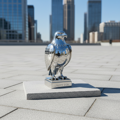 Troféu de Águia Personalizado em Aço Inoxidável e Escultura ao Ar Livre | Comemorativo LIBERTY 2026