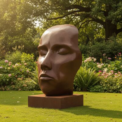 Bom preço. Decoração de jardim ao ar livre moderna grande Abstracto Rosto humano Escultura de bronze Estátua de arte de metal antigo para paisagem Decoração do pátio do parque on-line