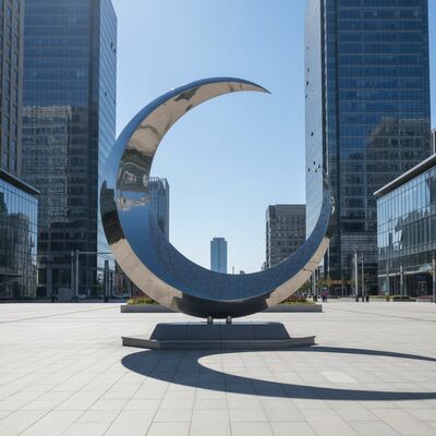 Bom preço. Custom Large Outdoor Stainless Steel Moon Sculpture Mirror Polished Hollow Crescent Art para Decoração de Jardim de Paisagem on-line