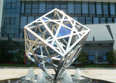 Bom preço. Decorativo exterior da grande fonte de aço inoxidável moderna da escultura do cubo on-line
