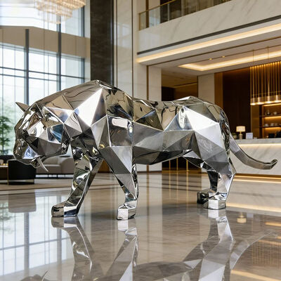 Bom preço. Espelho Geométrico Escultura de Tigre de Aço Inoxidável on-line