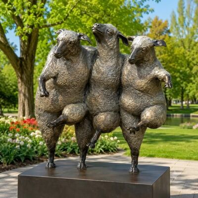 Bom preço. Escultura de Ovelha Dançante Caprichosa em Metal Bronze para Decoração de Jardim Exterior on-line