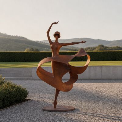 Bom preço. Escultura de Mulher Dançante em Metal em Tamanho Real Aço Corten Estátua de Jardim Decoração de Arte para Exterior Gramado Piscina Figura de Dançarina Moderna Feita à Mão On-line