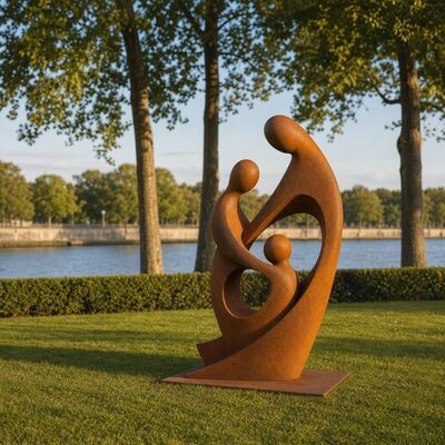 Bom preço. Escultura de família de metal grande escultura de aço abstrato estátua de jardim jardim de jardim de jardim piscina decoração de arte grupo de figuras modernas feitas à mão On-line