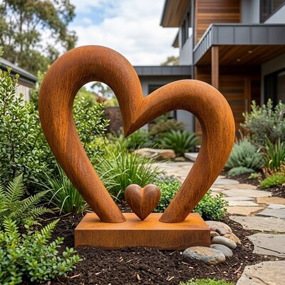 Bom preço. Escultura de Laço Afetuoso Atemporal em Aço Corten Enferrujado - A Arte Viva para Design de Paisagem Sustentável On-line