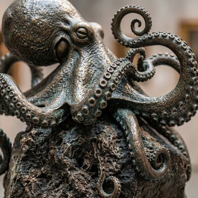 Bom preço. Estátua de pulpo de bronze feita à mão para decoração de jardim On-line