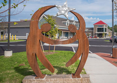 Bom preço. Figura moderna revestimento oxidado do metal da boa vinda do parque da escultura de aço exterior de Corten on-line