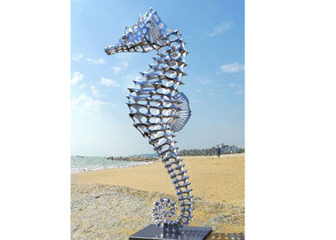 Bom preço. Escultura de aço inoxidável lustrada animal do metal, escultura grande do cavalo marinho on-line