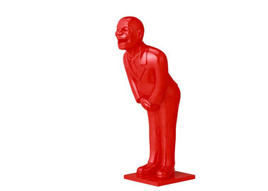 Bom preço. Vida - escultura vermelha pintada boa vinda da fibra de vidro do homem do curvatura da escultura do metal do tamanho on-line