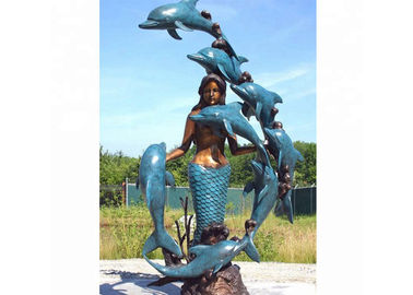 Bom preço. Vida - escultura de bronze ocidental do golfinho e da sereia da estátua do tamanho para o revestimento de moldação on-line