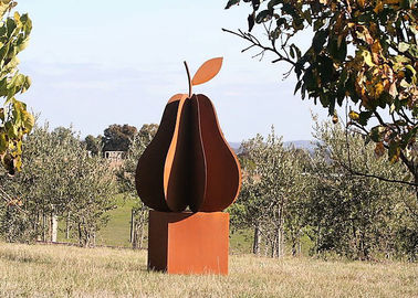 Bom preço. Escultura de aço oxidada da pera do fruto da escultura de Corten da arte surpreendente do jardim do projeto on-line