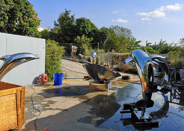 Bom preço. Fonte de aço inoxidável lustrada espelho do golfinho da escultura da arte do projeto moderno on-line
