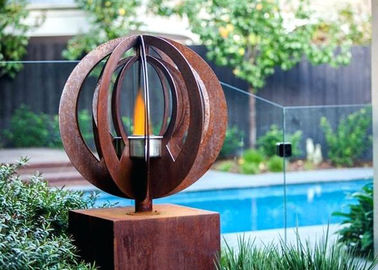 Bom preço. Poço de aço contemporâneo do fogo da escultura de Corten das decorações do jardim para exterior on-line