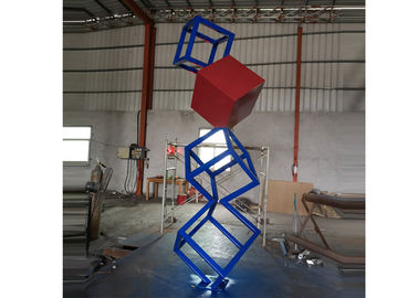 Bom preço. Escultura de aço inoxidável pintada da arte moderna do cubo para a decoração do jardim on-line