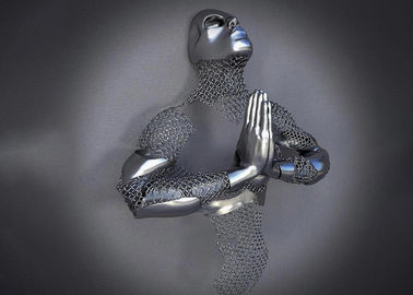Home Decor Figurative 3d Wall Man Stainless Steel Art Sculptures Matt Finish