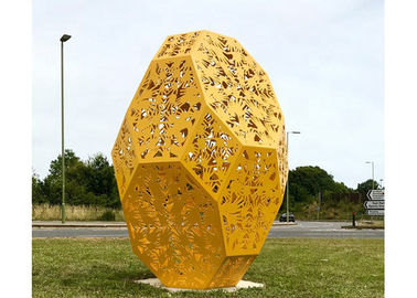 Amarelo enorme escultura pública exterior de aço inoxidável pintada da escultura do metal