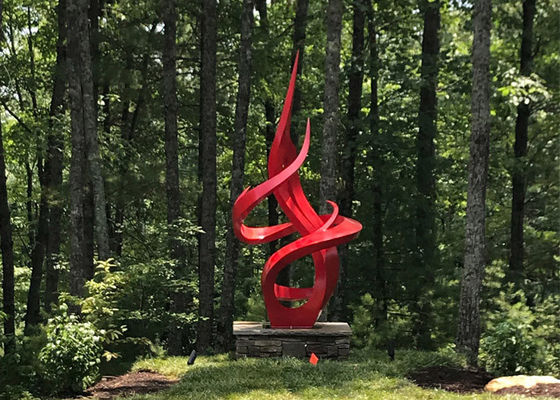 Bom preço. O vermelho pintou a escultura de aço inoxidável da chama para a paisagem exterior on-line