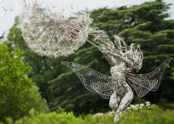 Elevação feericamente da escultura 200cm do fio do dente-de-leão da dança de aço inoxidável