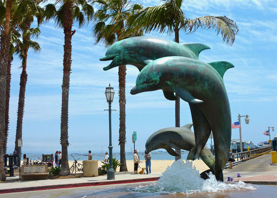 Bom preço. escultura alta do golfinho do bronze da pátina de 300cm para a decoração da paisagem on-line