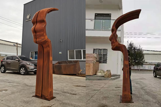 Escultura de aço da cara do metal de Corten da altura rústica de 3m para o jardim