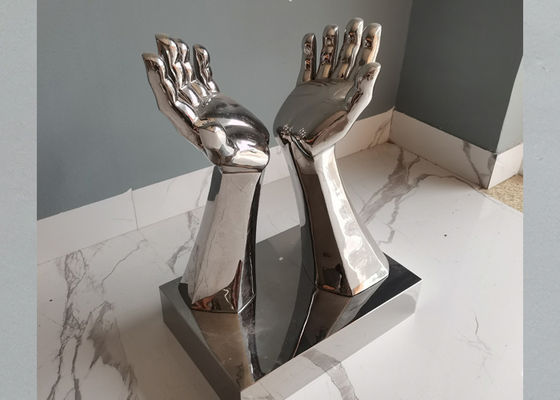 Bom preço. Escultura de aço inoxidável da mão do metal do contemporâneo da altura 51cm para a decoração interna on-line