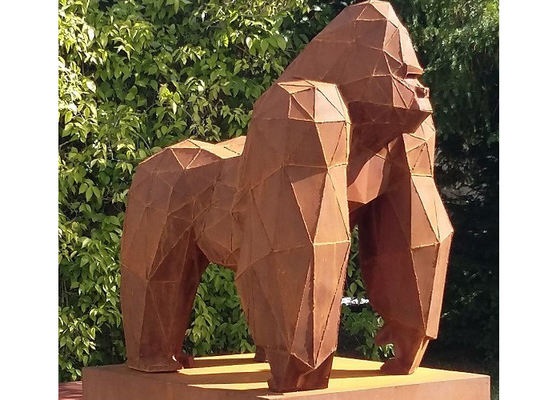 Bom preço. Vida - tamanho Rusty Corten Steel Gorilla Sculpture para a decoração exterior on-line