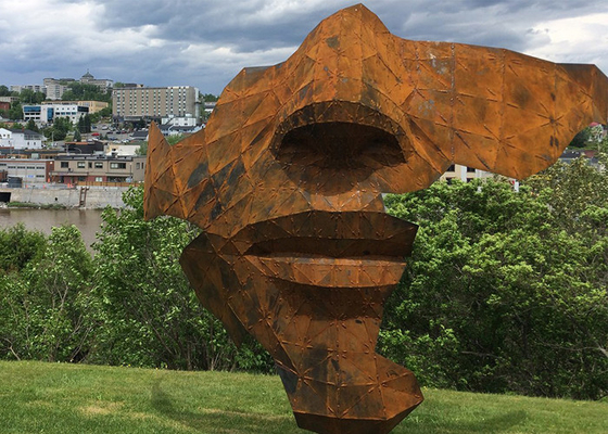 Bom preço. Rusty Corten Steel Face Sculpture exterior para a paisagem on-line