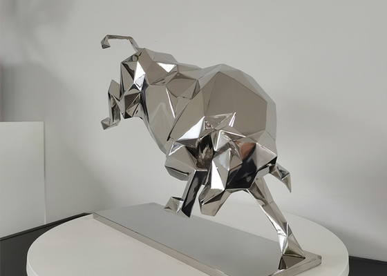 O espelho lustrou a escultura de aço inoxidável de Bull para o apoio do OEM do ODM da decoração interior