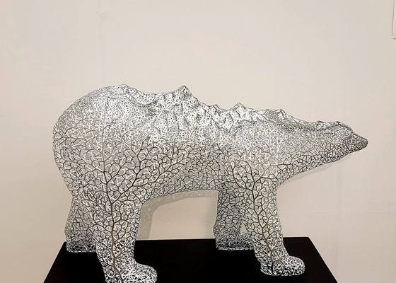 Bom preço. Elevação de aço inoxidável moderna da escultura 100cm do urso polar on-line