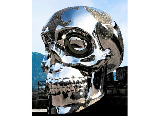 Bom preço. O gigante personalizado lustrou a escultura de aço inoxidável moderna de Skullhead on-line
