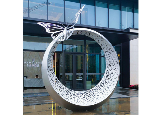 Bom preço. Escultura de aço inoxidável da borboleta da decoração exterior grande com luz on-line